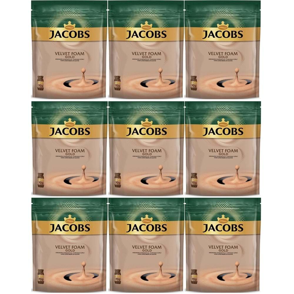 Jacobs Velvet Gold Foam Kahve 70GR (9 Lu Set)