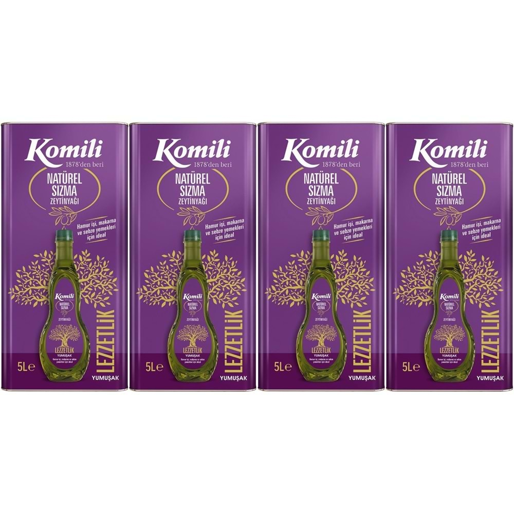 Komili Zeytinyağı 20LT Natural Ege Sızması (Teneke) (4PK*5LT)