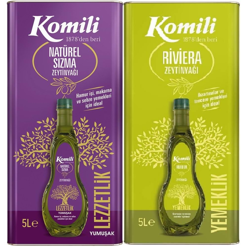 Komili Zeytinyağı 10LT Natural Ege Sızması / Riviera (Teneke) (2PK*5LT)