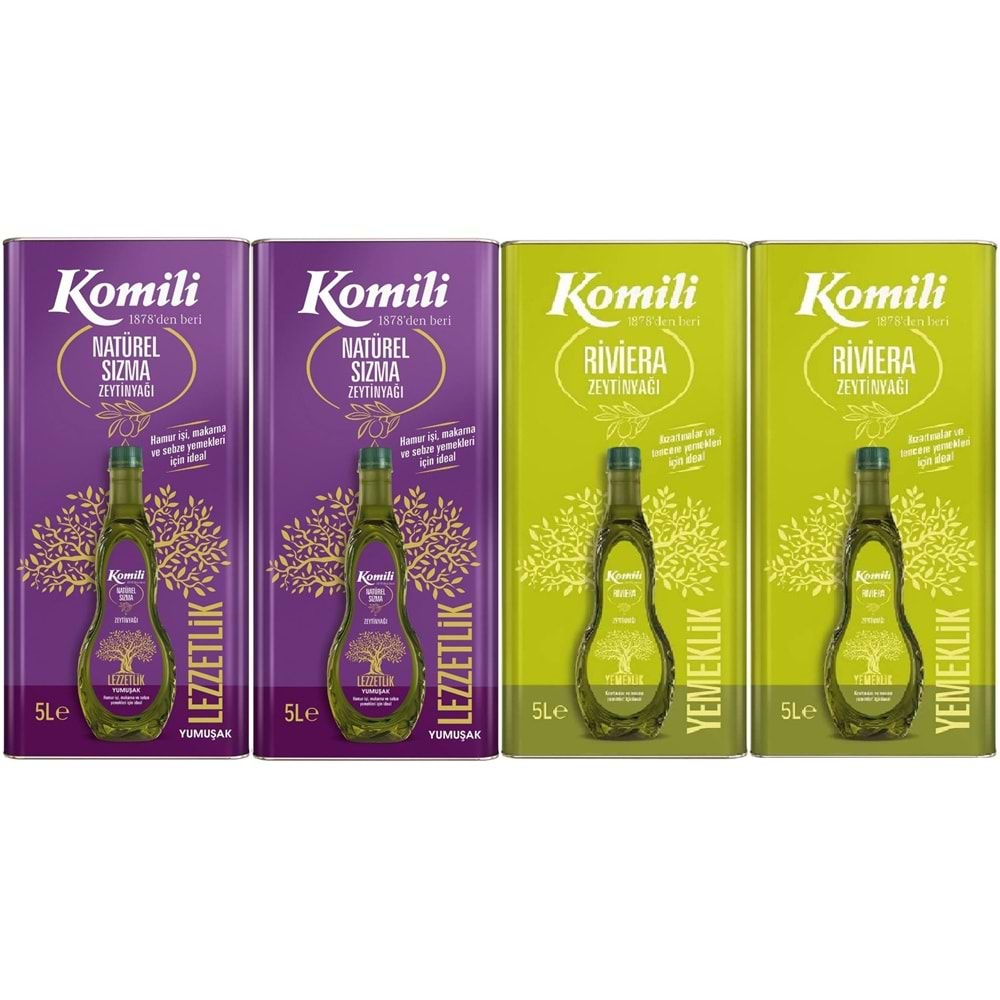 Komili Zeytinyağı 20LT Natural Ege Sızması / Riviera (Teneke) (4PK*5LT)