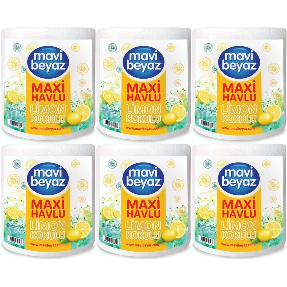 Mavi Beyaz Maxi Kağıt Havlu Dev Rulo Pk Limon Kokulu (6 Lı Set)