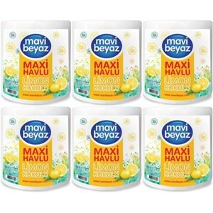 Mavi Beyaz Maxi Kağıt Havlu Dev Rulo Pk Limon Kokulu (6 Lı Set)