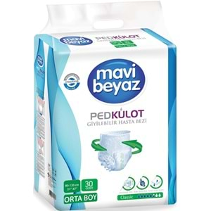 Mavi Beyaz Ped Emici Külot Hasta Bezi M - Medium Orta 60 Adet + Yatak Koruyucu Örtü 60*90CM 30 Adet