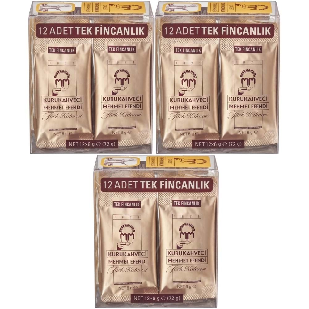 Mehmet Efendi Kurukahveci Türk Kahvesi 6GR Tek Fincanlık (36 Lı Set) (3PK*12)