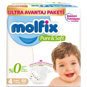 Molfix Pure&Soft Bebek Bezi Beden:4 (7-14Kg) Maxi 516 Adet Ekstra Ultra Avantaj Pk