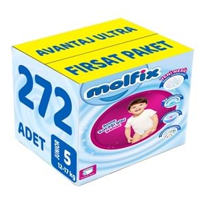 Molfix Külot Bebek Bezi Beden:5 (12-17KG) Junior 272 Adet Avantaj Ultra Fırsat Pk