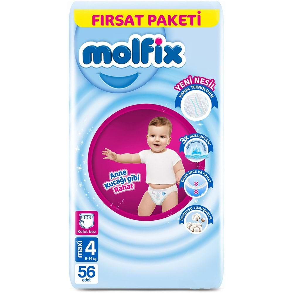 Molfix Külot Bebek Bezi Beden:4 (9-14KG) Maxi 168 Adet Aylık Fırsat Pk