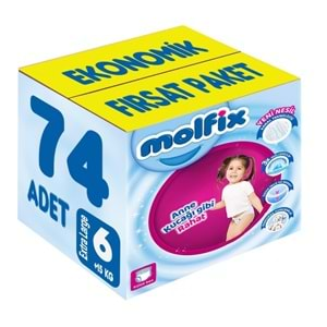 Molfix Külot Bebek Bezi Beden:6 (15+KG) Extra Large 74 Adet Ekonomik Fırsat Pk