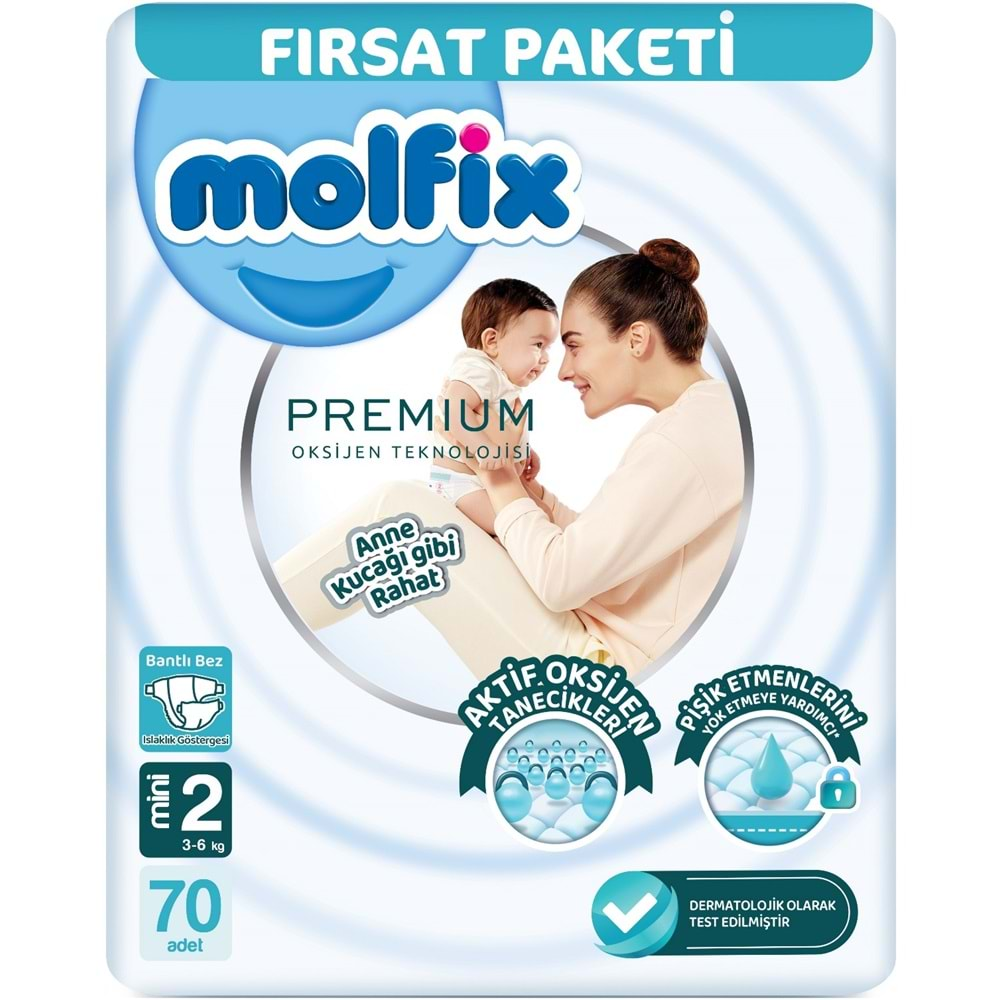 Molfix Premium Bebek Bezi Beden:2 (3-6KG) Mini 210 Adet Aylık Ultra Fırsat Pk