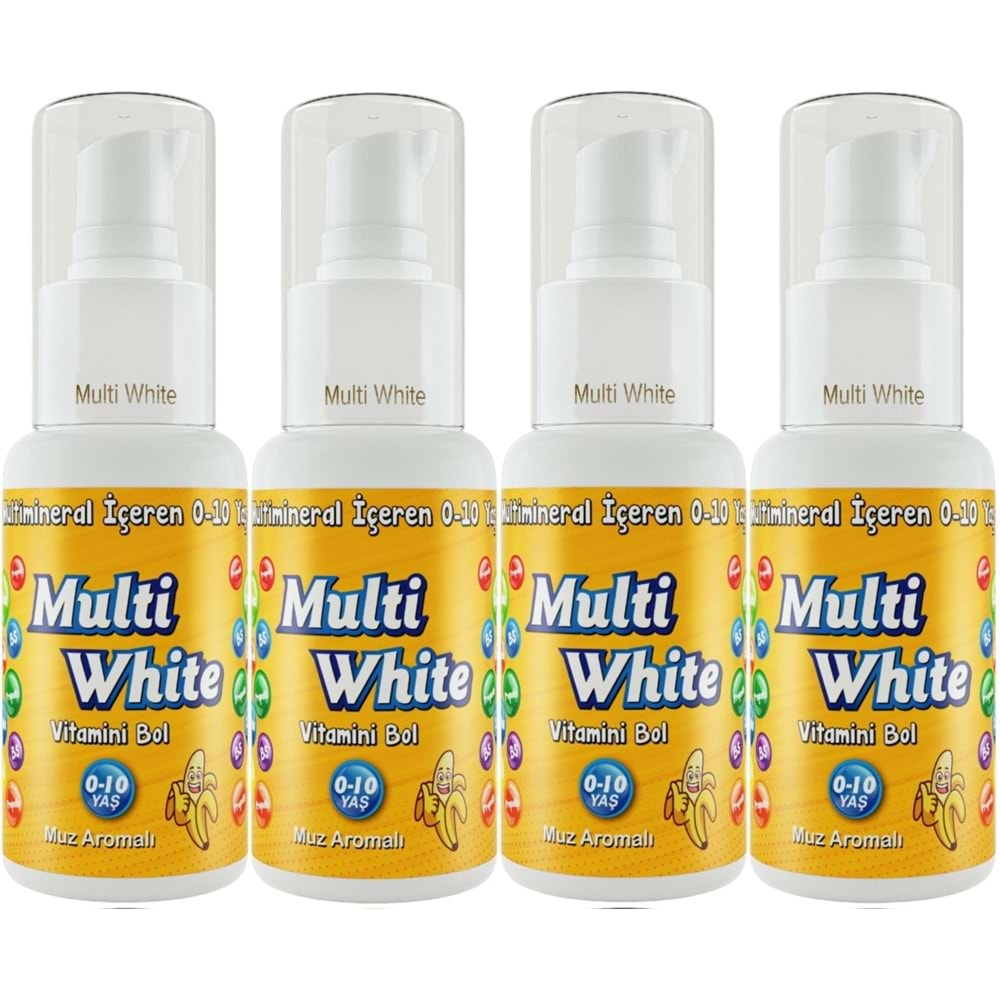 Multi White Diş Macunu 50ML Muz Aromalı Bol Vitaminli (0-10 Yaş) (4 Lü Set)