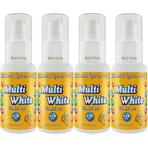 Multi White Diş Macunu 50ML Muz Aromalı Bol Vitaminli (0-10 Yaş) (4 Lü Set)