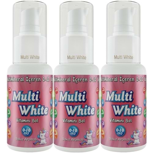 Multi White Diş Macunu 50ML Sakız Aromalı Bol Vitaminli (0-10 Yaş) (3 Lü Set)