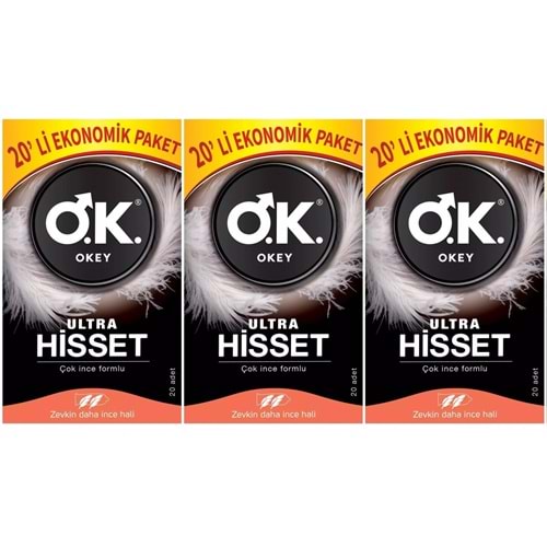 Okey Prezervatif 60 Adet Ultra Hisset Ekonomik Pk (3 Lü Set)