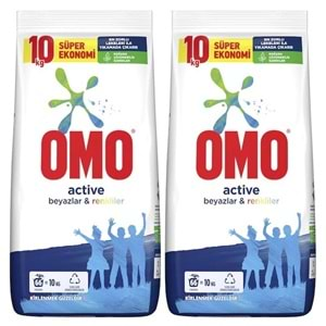 Omo Matik Toz Çamaşır Deterjanı 20KG Beyazlar ve Renkliler (2PK*10KG) (132 Yıkama)