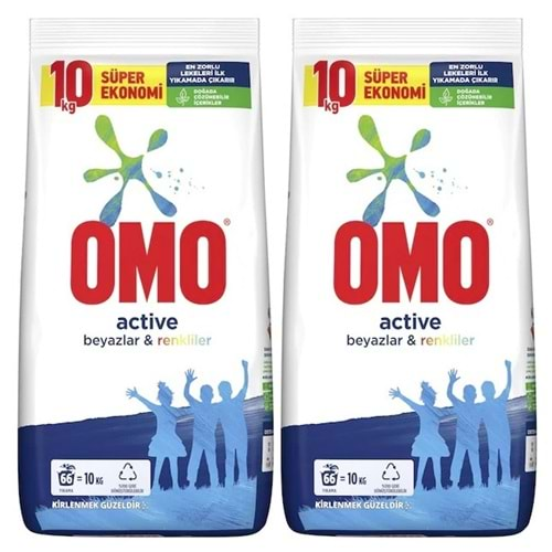 Omo Matik Toz Çamaşır Deterjanı 20KG Beyazlar ve Renkliler (2PK*10KG) (132 Yıkama)