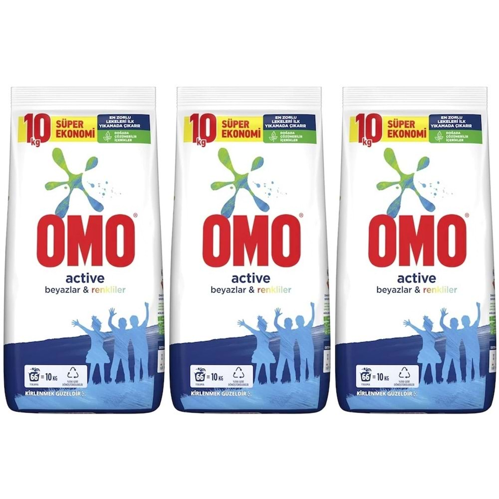 Omo Matik Toz Çamaşır Deterjanı 30KG Beyazlar ve Renkliler (3PK*10KG) (198 Yıkama)