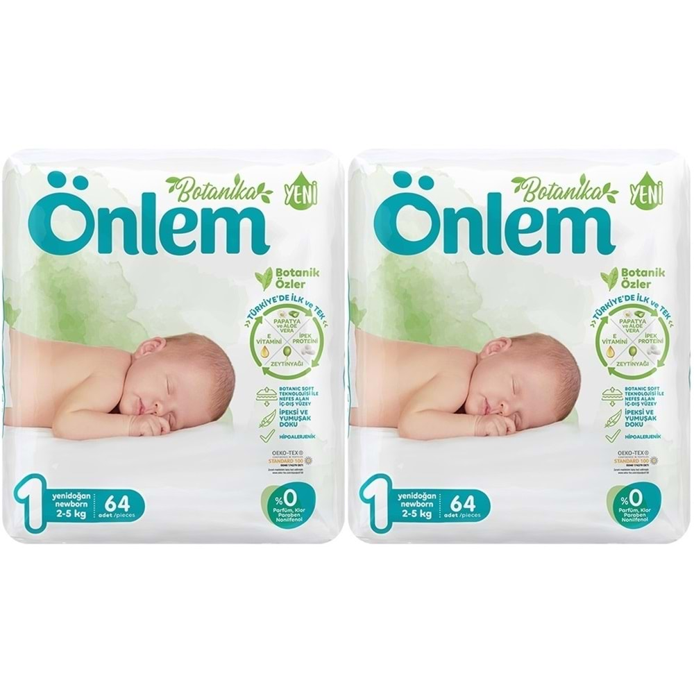 Önlem Bebek Bezi Botanika Beden:1 (2-5Kg) Yenidoğan 128 Adet Süper Ekonomik Pk