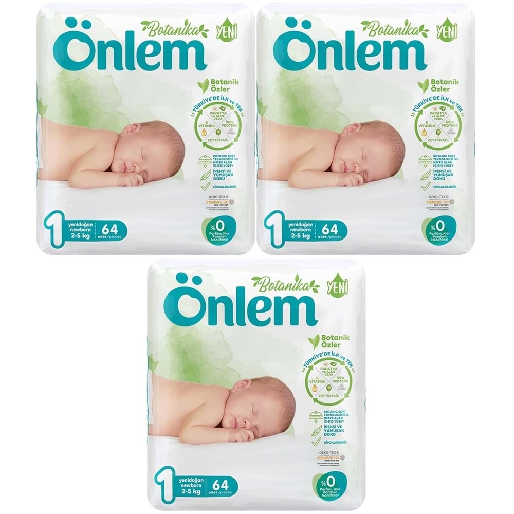 Önlem Bebek Bezi Botanika Beden:1 (2-5Kg) Yenidoğan 192 Adet Ekonomik Fırsat Pk