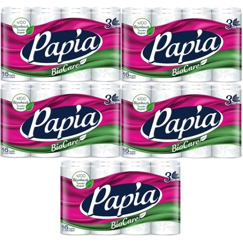 Papia Tuvalet Kağıdı (3 Katlı) 80 Li Pk Bio Care (5PK*16)
