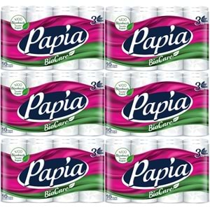 Papia Tuvalet Kağıdı (3 Katlı) 96 Lı Pk Bio Care (6PK*16)