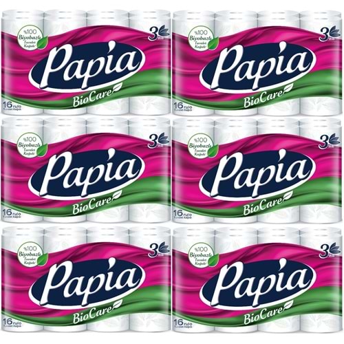 Papia Tuvalet Kağıdı (3 Katlı) 96 Lı Pk Bio Care (6PK*16)