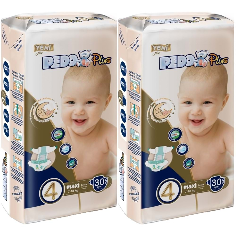 Pedo Plus Bebek Bezi Beden:4 (7-18KG) Maxi 60 Adet Jumbo Ekonomik Pk