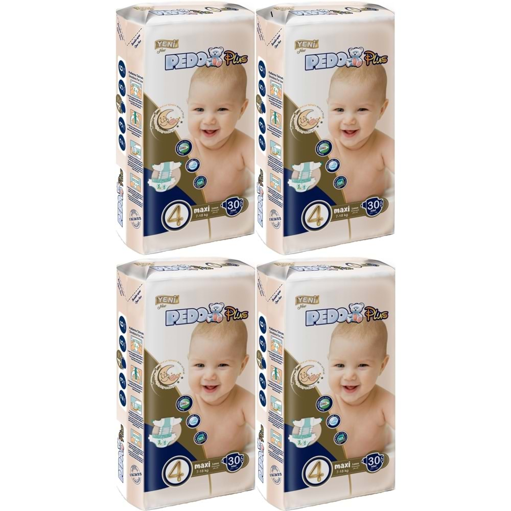 Pedo Plus Bebek Bezi Beden:4 (7-18KG) Maxi 120 Adet Jumbo Aylık Pk