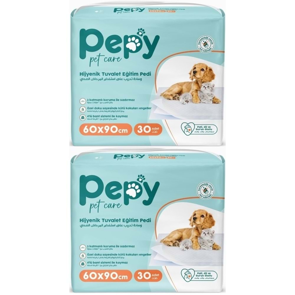 Pepy Evcil Hayvan Tuvalet Eğitim Pedi 60*90CM 60 Adet (2PK*30)