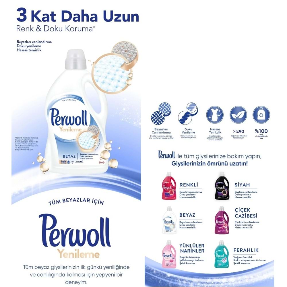 Perwoll Sıvı Çamaşır Deterjanı 17.82LT Beyaz (324 Yıkama) (6*2.97LT)