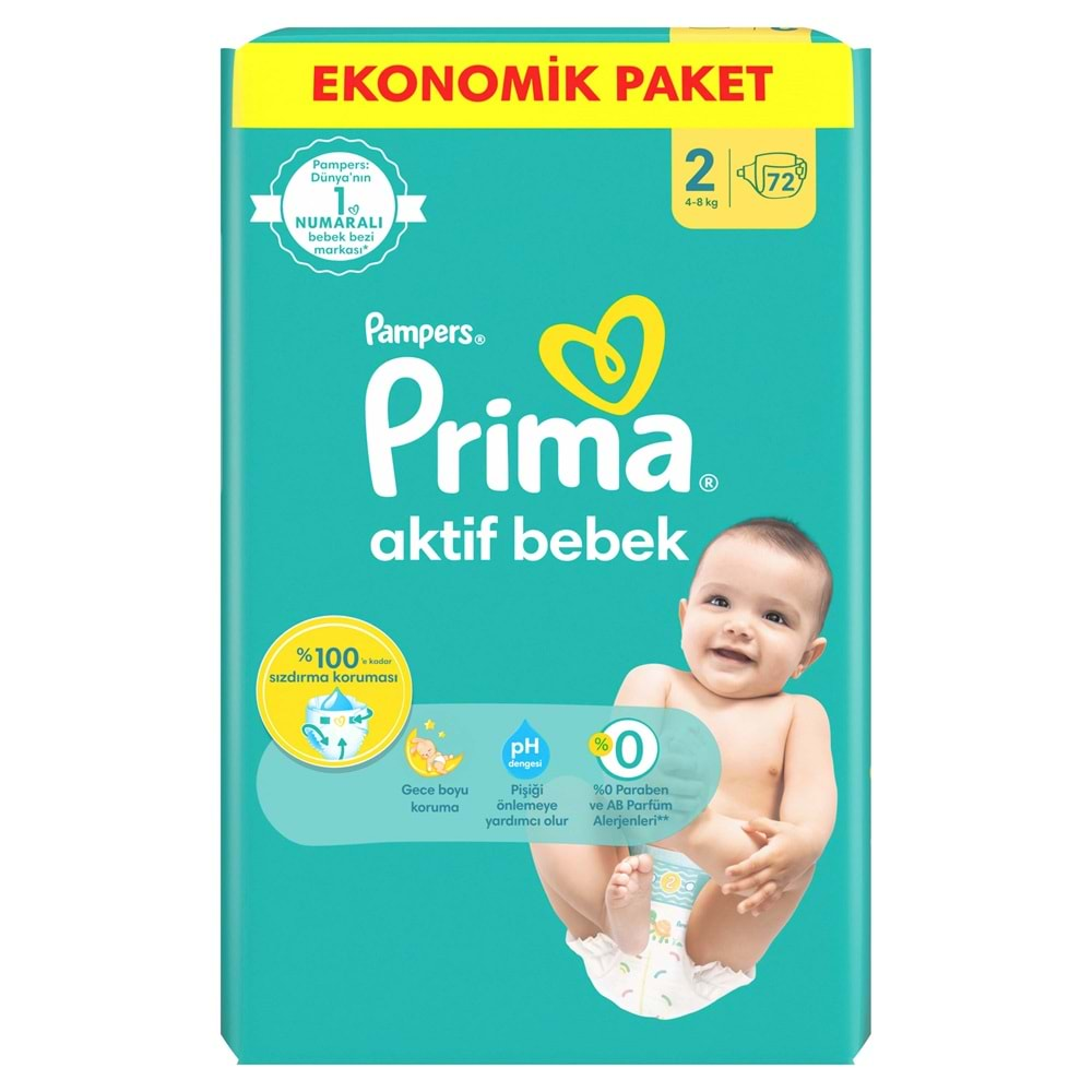 Prima Bebek Bezi Beden:2 (4-8Kg) Mini 144 Adet Süper Ekonomik Pk