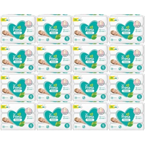 Prima Islak Havlu Mendil Hassas Ciltler İçin Bitki Bazlı Kokusuz (48 Li Set) (16PK*3) 2496 Yaprak