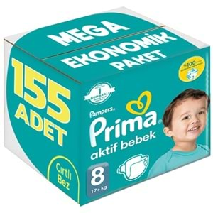 Prima Bebek Bezi Beden:8 (17+Kg) XXX Large 155 Adet Mega Ekonomik Pk