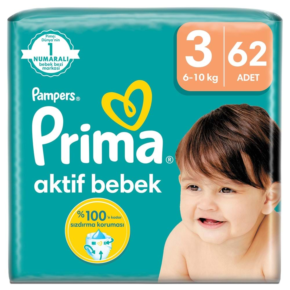 Prima Bebek Bezi Beden:3 (6-10Kg) Midi 124 Adet Süper Ekonomik Pk