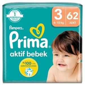 Prima Bebek Bezi Beden:3 (6-10Kg) Midi 124 Adet Süper Ekonomik Pk