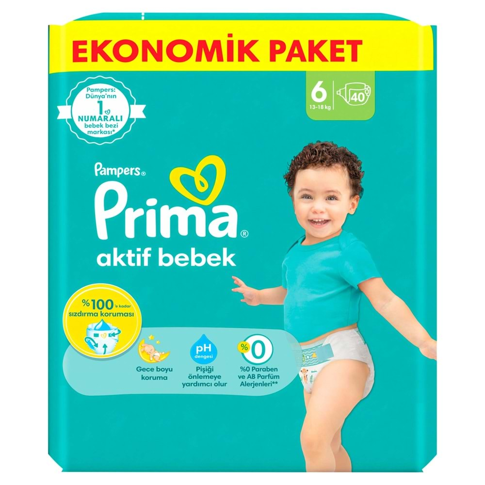 Prima Bebek Bezi Beden:6 (13-18Kg) Extra Large 120 Adet Ekonomik Fırsat Pk