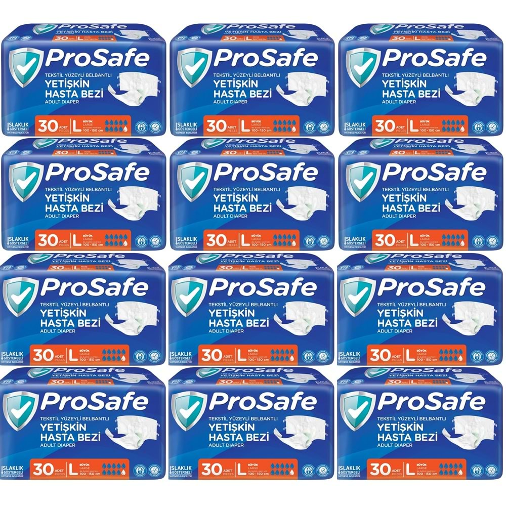 Prosafe Hasta Bezi Yetişkin Bel Bantlı Tekstil Yüzey L-Büyük Boy 360 Adet (12PK*30)