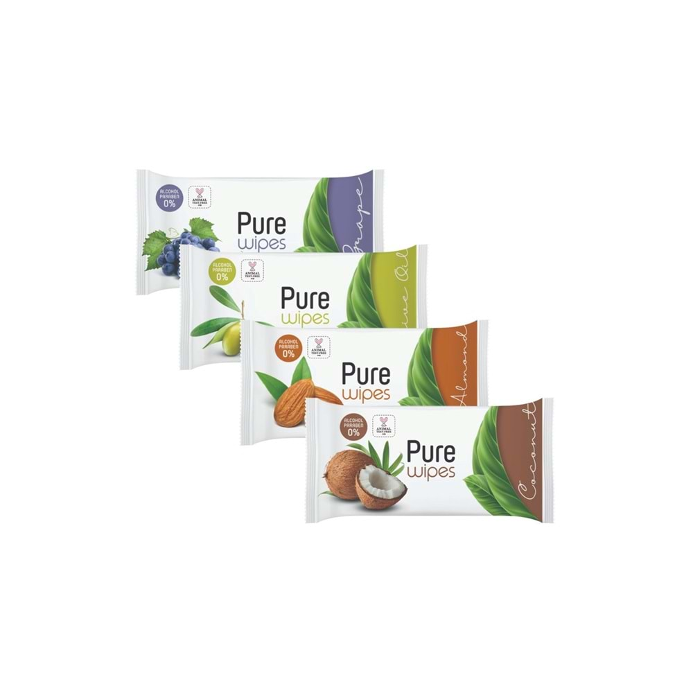 Pure Baby Wipes Islak Havlu Mendil 50 Yaprak 4 Lü Set (200 Yaprak) (Meyveli)