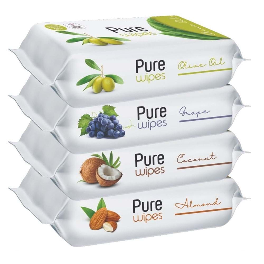 Pure Baby Wipes Islak Havlu Mendil 50 Yaprak 20 Li Set (1000 Yaprak) (Meyveli)