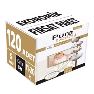 Pure Baby Bebek Bezi Beden:5 (11-20KG) Junior 120 Adet Ekonomik Fırsat Pk