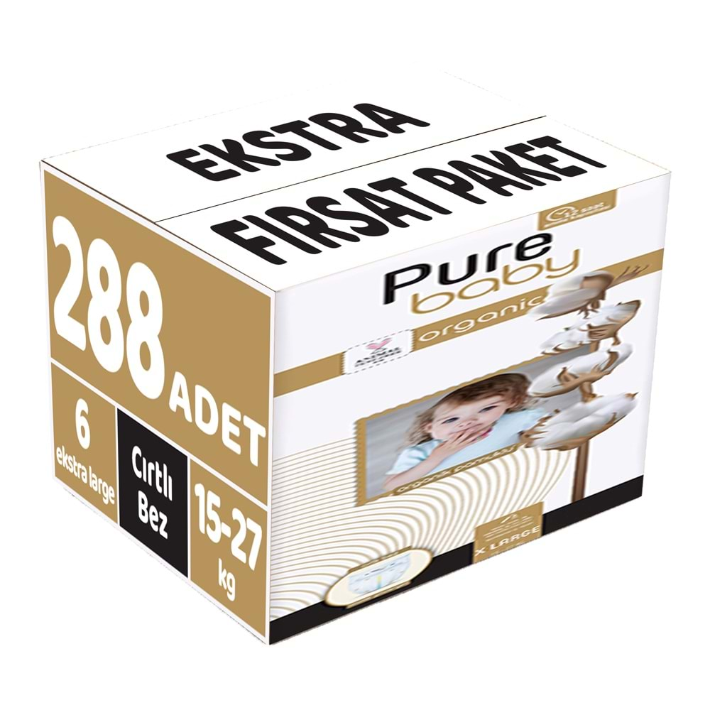 Pure Baby Bebek Bezi Beden:6 (15-27KG) Extra Large 288 Adet Ekstra Fırsat Pk