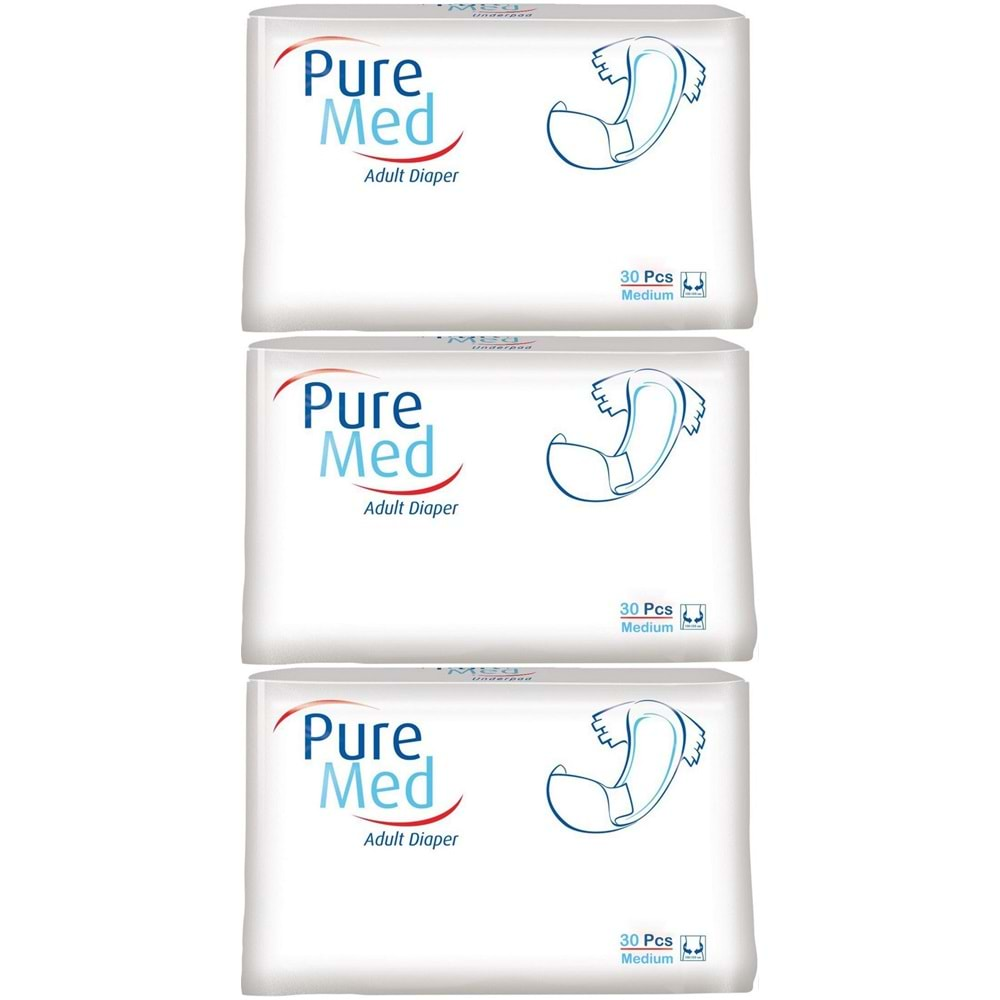 Puremed Hasta Bezi Bel Bantlı Tekstil Yüzey M-Orta 90 Adet (3PK*30)