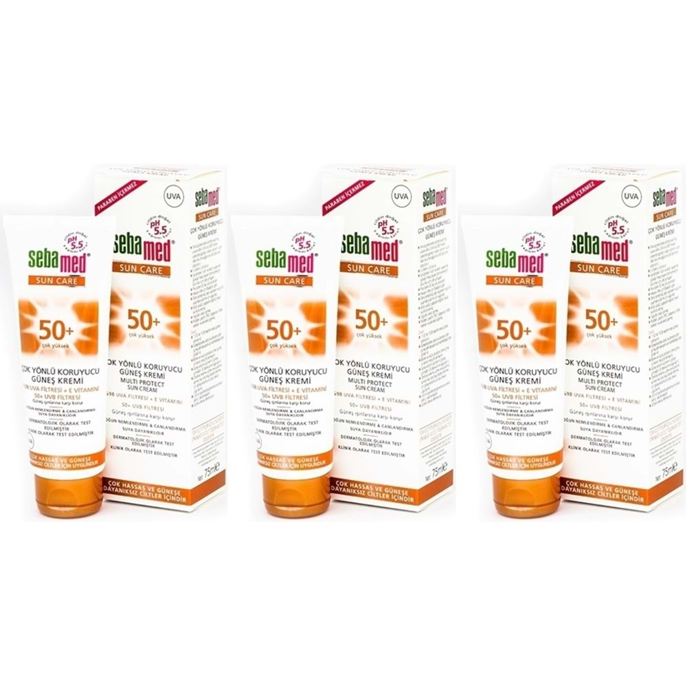 Sebamed Sun Care Çok Yönlü Koruyucu Güneş Kremi 75ML SPF 50+ Faktör (3 Lü Set)