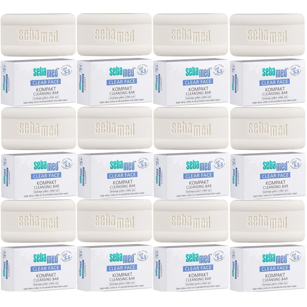 Sebamed Clear Face Kompakt Yüz Temizleme Barı Sabun Sivilceye Yatkın Cilt 100GR (12 Li Set)