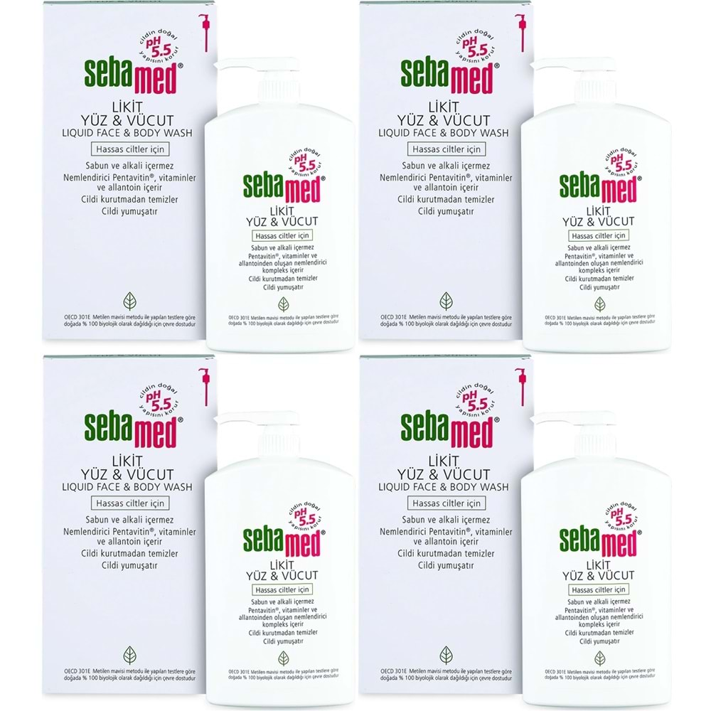 Sebamed Yüz ve Vücut Temizleyici Likit 1000ML (4 Lü Set)