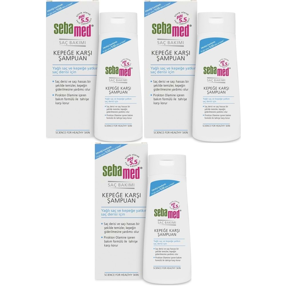 Sebamed Şampuan 200ML Kepeğe Karşı (Yağlı ve Kepeğe yatkın saç derisi İçin) (3 Lü Set)