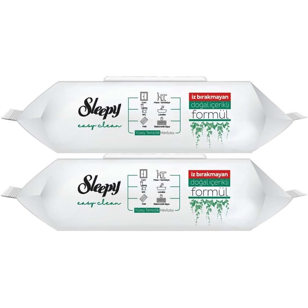 Sleepy Easy Clean Yüzey Temizlik Havlusu 100 Yaprak Plastik Kapaklı (2 Li Set) 200 Yaprak