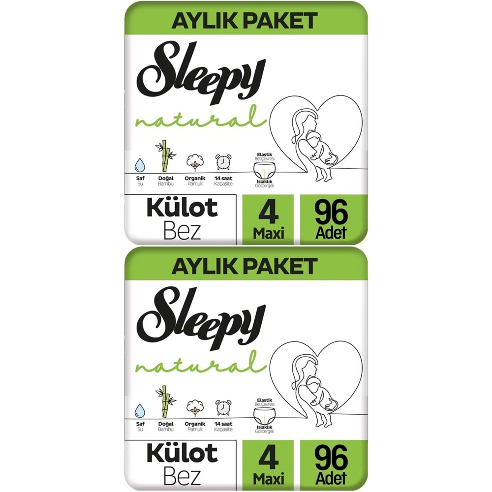 Sleepy Külot Bebek Bezi Natural Beden:4 (7-14KG) Maxi 192 Adet Ekonomik Ultra Pk