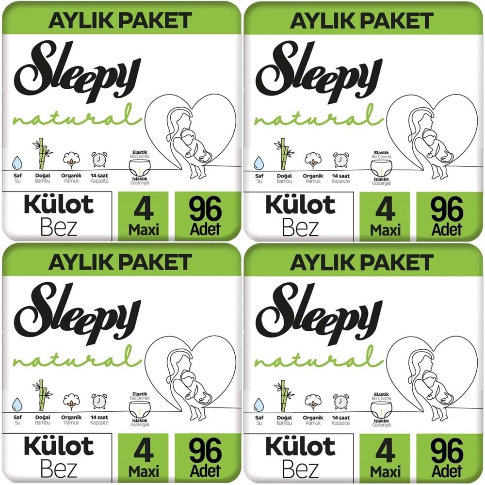 Sleepy Külot Bebek Bezi Natural Beden:4 (7-14KG) Maxi 384 Adet Avantaj Ultra Pk