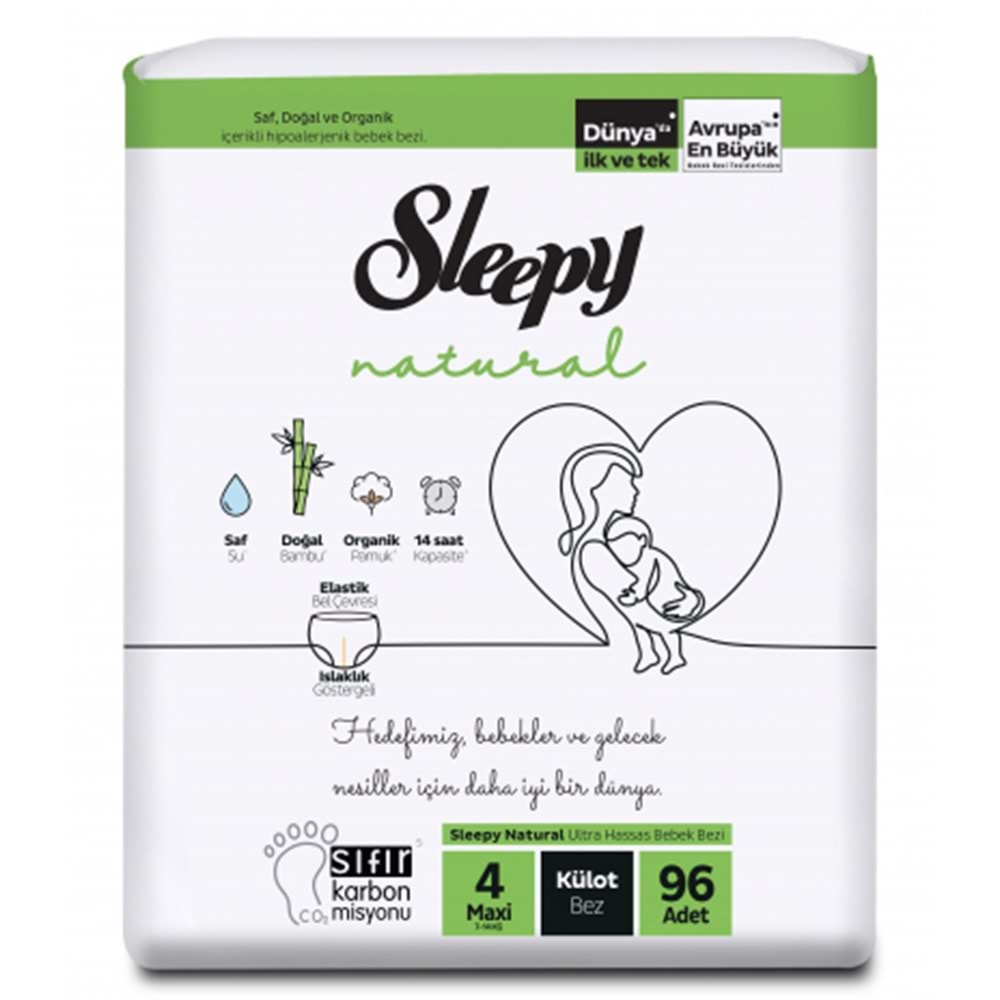 Sleepy Külot Bebek Bezi Natural Beden:4 (7-14KG) Maxi 384 Adet Avantaj Ultra Pk