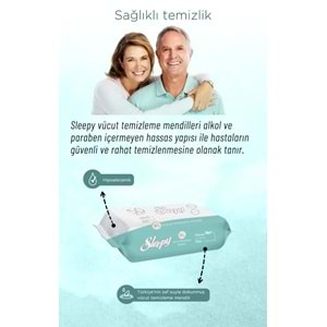 Sleepy Hasta Vücut Temizleme Islak Mendil Havlu 50 Yaprak XL (4 Lü Set)